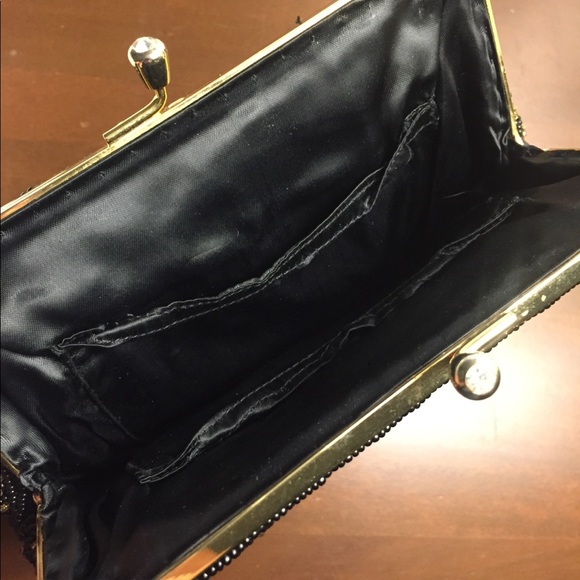 Vintage Beaded Black and Gold Evening Bag Handbag - Picture 8 of 8